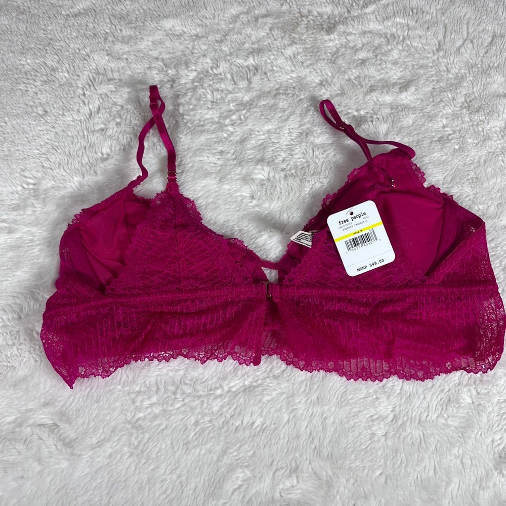 Free People Alyssa Underwire Bra Fuschia Fantastic Pink Lace Size Medium NWT - Picture 3 of 11